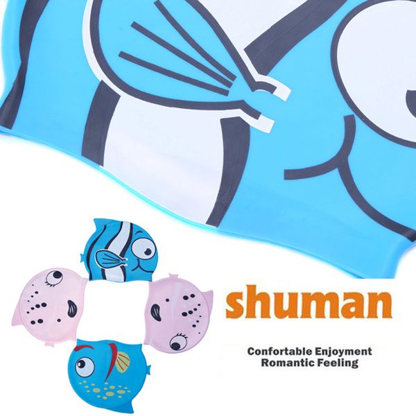 

ale-children swim cap silicone funny fish kids swimming bathing hat for boys girls edf88