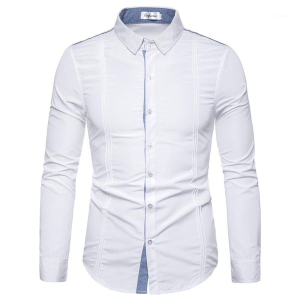 

collar dress shirts mens dress shirts fashion panelled business natural color shirts casual slim long sleeve turn down, White;black