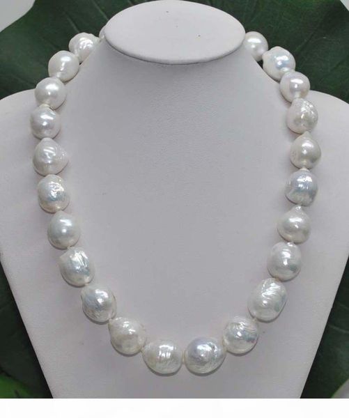 

hand knotted 11-13mm really huge white baroque fresh water pearl necklace 45cm fashion jewelry, Silver