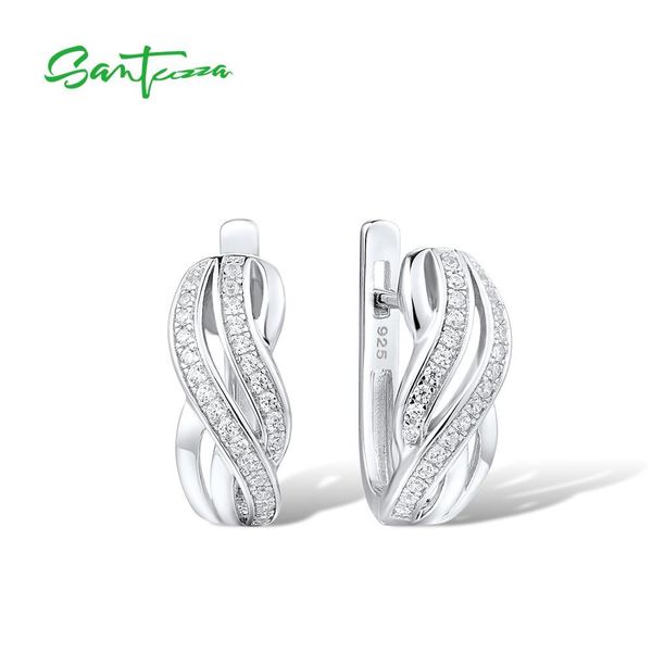 

santuzza silver earrings for women pure 925 sterling silver stud earrings silver white cz brincos fashion jewelry 200921, Golden;silver