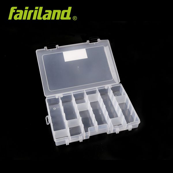 

fairiland lure box with 21 adjustable partitions transparent bait boxes 10.6"*7.1"1.8in large size 15 dividers lure bait box