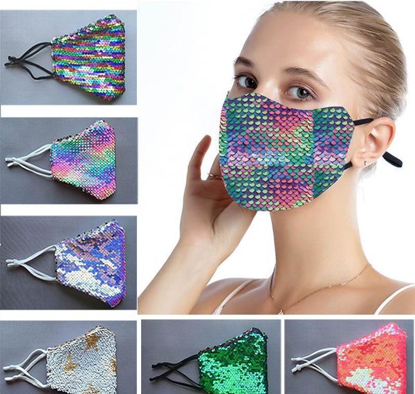 

sequin bling protective earloop mask dustproof face dhl mask windproof bling fashion reuse mouth washable shipping elastic loveshop01