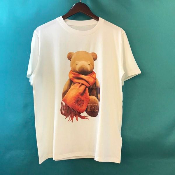 

2020 Luxury Fashion Designer Europe Italy 3D Scarf Bear Toy Doll Tshirt Men Women T Shirt Casual Cotton Tee Top