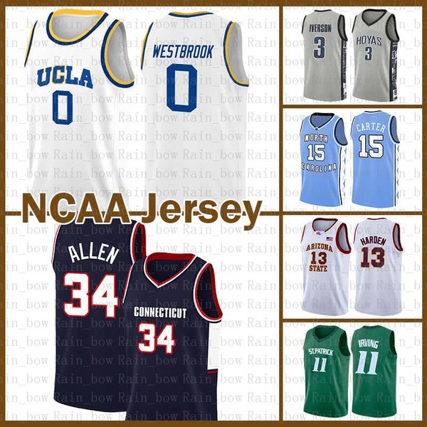 

russell 0 westbrook university ray 34 allen kawhi lebron 23 james leonard ncaa dwyane 3 wade kyrie stephen 30 curry irving basketball jersey, Black