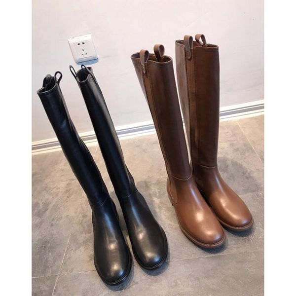 

boots junxxin luxury leather knight classic ladies retro fashion 35-40, Black