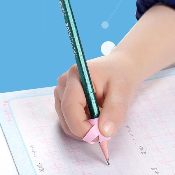 

refills children's environmentally friendly grade silicone pen cover correction posture writing corrector, Black;red