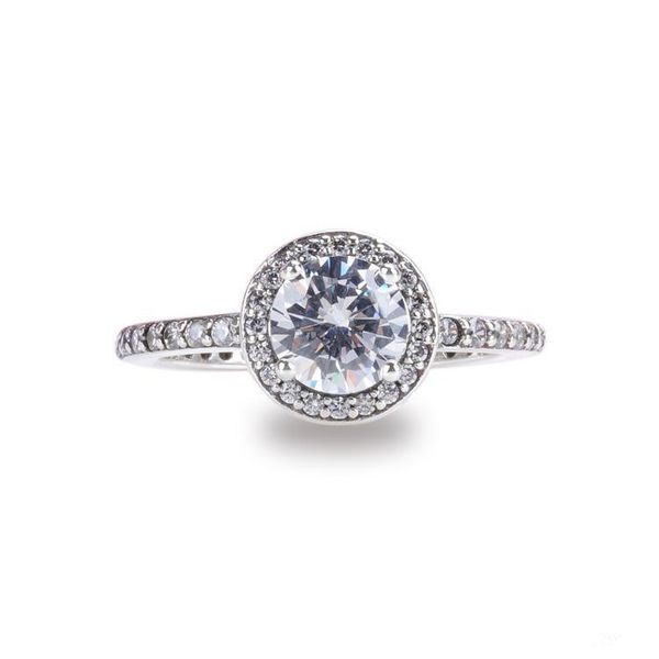 

2018 Luxury Real Solid 925 Sterling Silver Ring Diamond Pandora Style Ring Wedding Jewelry Rings Engagement For Women with Original Box