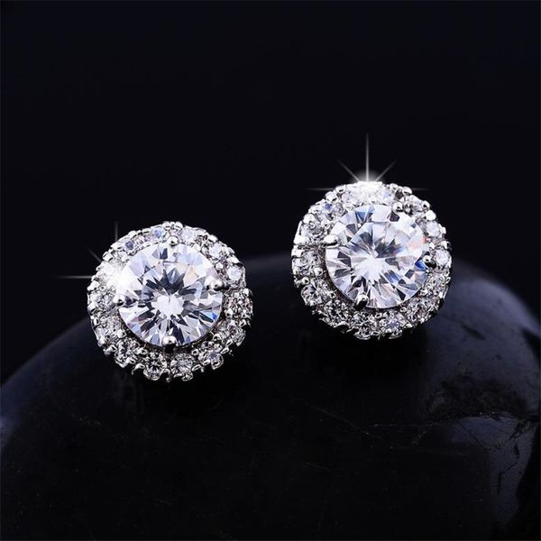 

2020new arrival friends 18k white gold plated earings big diamond earrings for women white zircon earrings, Golden;silver