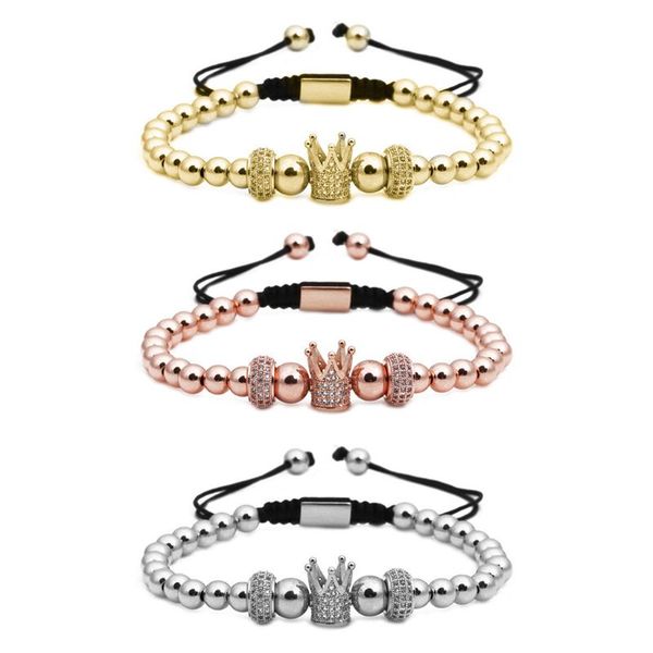 

micro inlaid zircon bracelet adjustable crown hexagonal column chain girls gifts xxfd, Golden;silver