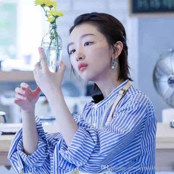 

charming women earring white gold plated full cz pearl earring for girls women nice gift, Golden;silver