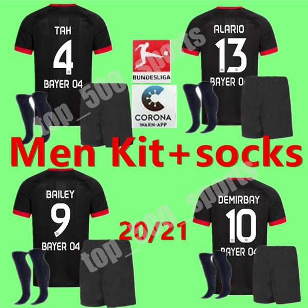 

20 21 леверкузен футбол джерси мужчины дети kit l.bender brandt 2020 2021 байер 04 леверкузен havertz demirbay alario волланд футбол набор s, Black