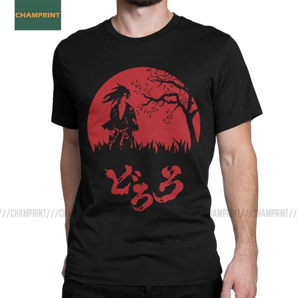 

men t-shirts dororo hipster cotton tees short sleeve anime manga hyakkimaru japan otaku samurai sword naruto t shirt plus size