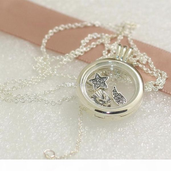 

high-quality 925 sterling silver medium floating locket with love & family petites necklace for european designer charms and beads pendants