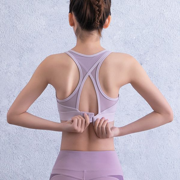

gym clothing mesh splicing sports bra push up bralette fitness workout underwear women running yoga sport tank, White;black