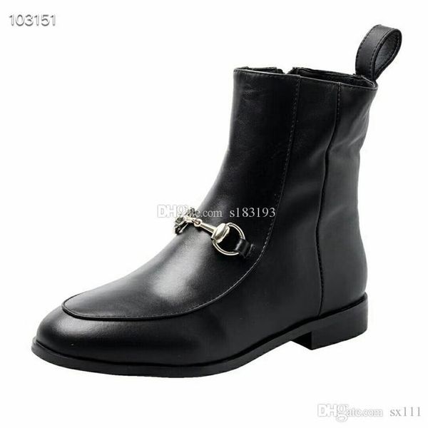 

2019 fashion designer italian booties g u c c i new leather material non-slip women's booties, Black