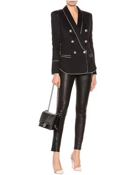 

504 xxxl 2019 summer brand same style coat long sleeve v neck button blazers luxury womens clothes sanmusen, White;black