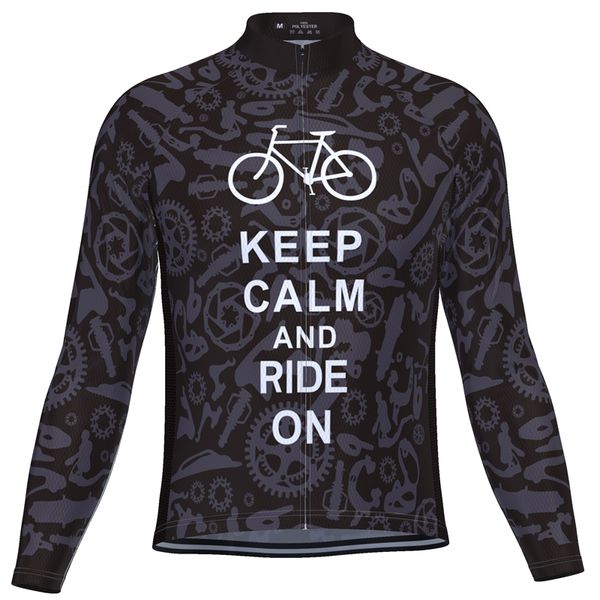 

hirbgod new mountain mtb cycling jersey breathable quick-dry black men's bike jerseys keep calm and ride on bike shirt,tyz077-02, Black;red