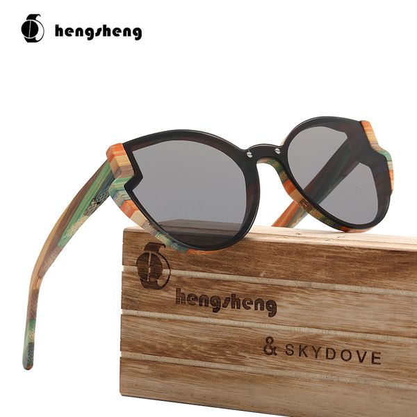 

skydove goggle color wood bamboo sunglasses woman designer sunglasses women 2020 cat eye sunglasses for girls t200511, White;black