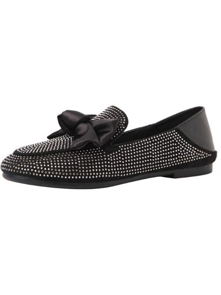 

small single shoes female 2020 new casual rhinestone shallow mouth slippers peas shoes tide, Black
