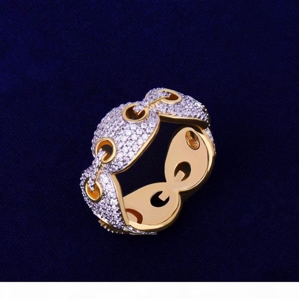 

new arrival men charm ring gold color bling cubic zircon iced out rings hip hop jewelry for gift, Silver