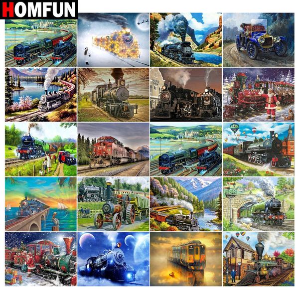 

homfun 5d diamond painting full square/round "train rail mountain" picture of rhinestone diy diamond embroidery home decor