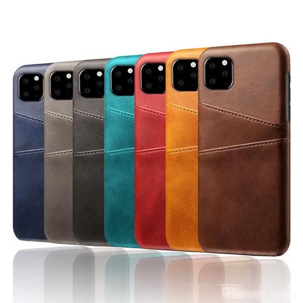 

luxury pu leather card holder slot case for iphone 11 pro max x xr xs max slim hybrid hard platic cover for samsung note10 s10 s9 plus