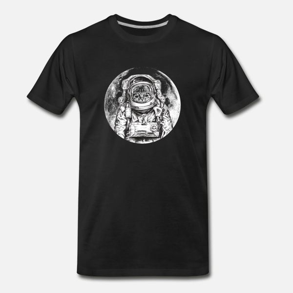 

cat astronaut outer space kitty moon cool kitten t shirt men cute cotton round collar solid color cute casual spring autumn family shirt