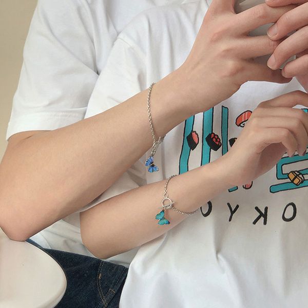 

ladies butterfly bracelet simple word buckle chain charm blue animal bracelets fashion women insect fashion jewelry gifts, Black