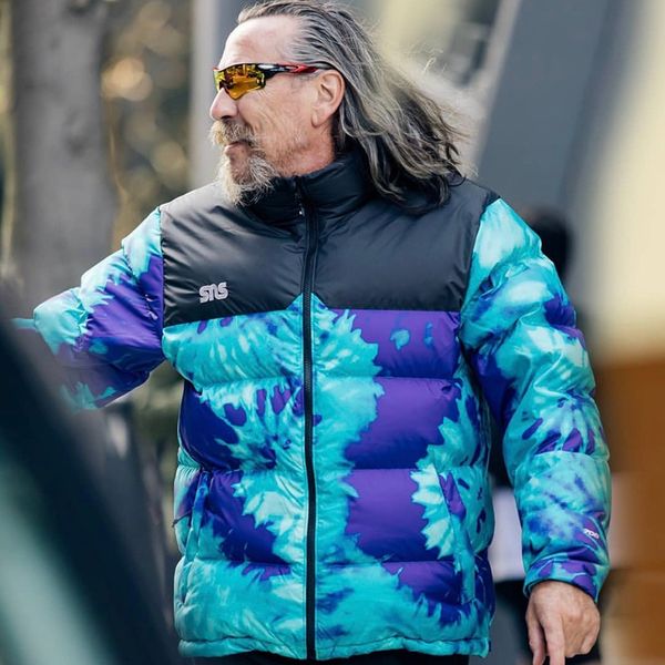 

19fw sns down jacket tie dyeing embroidery coats blue water ripple coat winter mountain outerwear warm fashion men women hflsyrf096, Black
