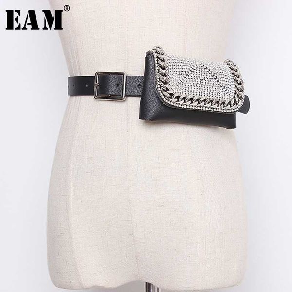 

eam] pu кожа rhinestone split мини-сумка длинный широкий пояс личность женщины новая мода tide все матча spring 2020 1n948, Black;brown
