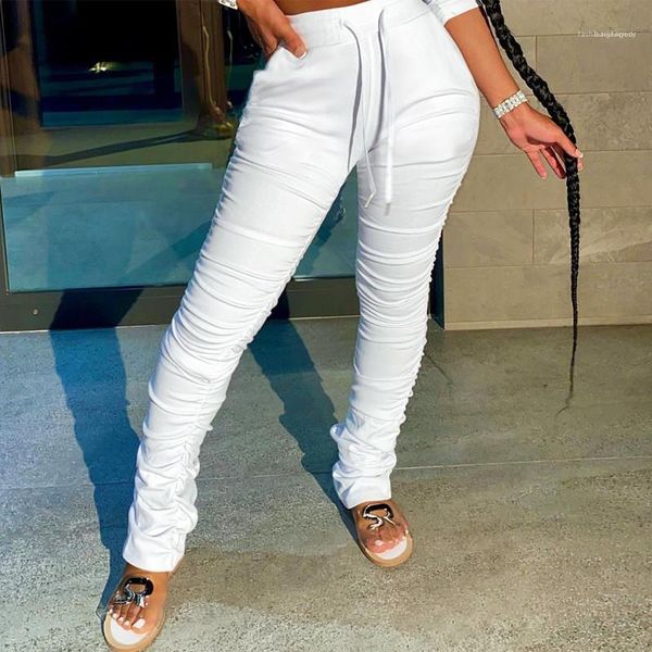 

fashion skinny solid color printed pleated trousers casual female clothing dropshipping autumn womens deisnger pencil pants, Black;white