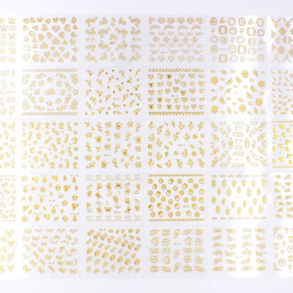 

30 pcs/set bronzing 3d nail sticker butterfly spider web design diy hollow geometry nail art decor manicure sticker decals, Black