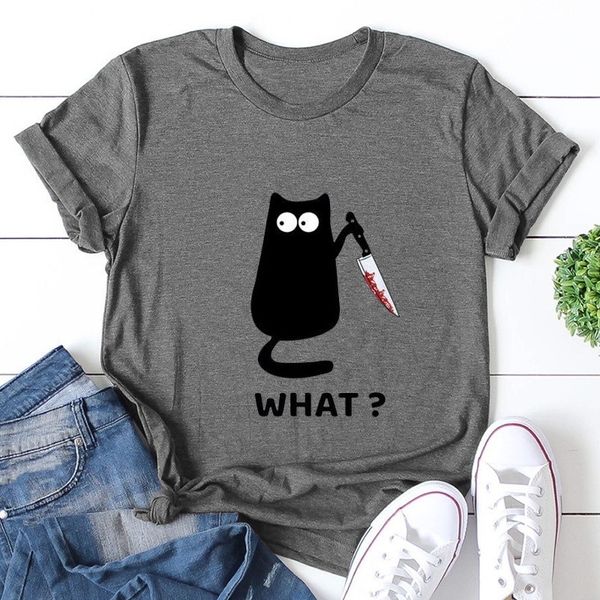 

brand designer women fashion cotton o-neck short sleeve funny shirt cat what shirt women qute t-shirt, White