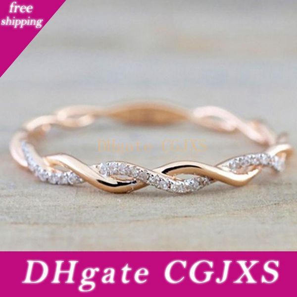 

round rings for women thin rose gold color twist rope stacking wedding couple fahion jewelry christmas gifts stainless steel 10pcs, Silver