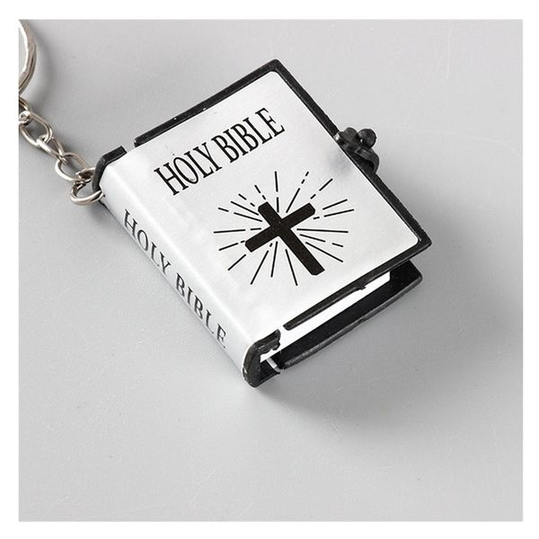 

fun english book double loop rhinestone keychain creative new key chains purse messenger bag backpack pendant, Silver