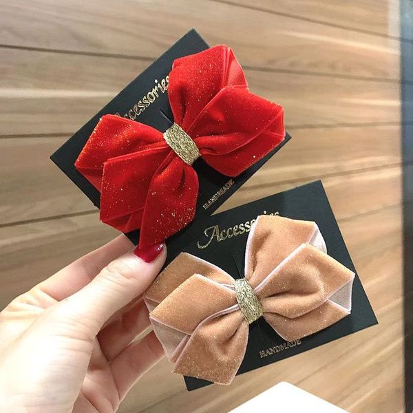 

kids designer head accerssories european and american foreign trade childrens handmade bow new year red headwear and hairpin side clip hair, Slivery;white