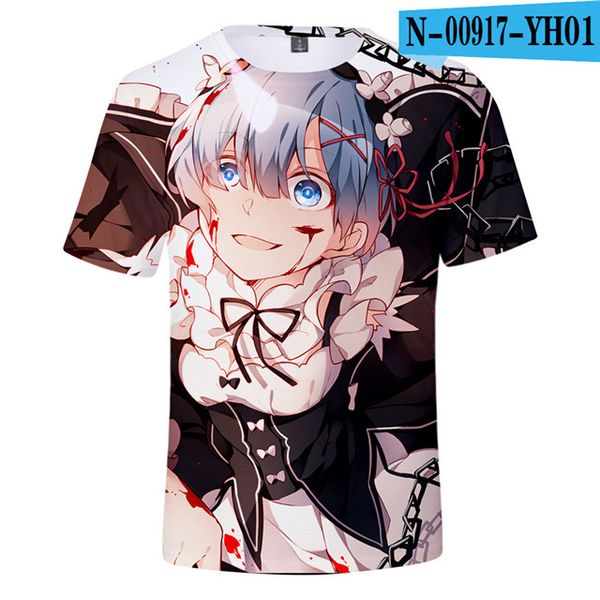 

re zero girls clothing rem and ram japanese anime 3d print shirts harajuku humor hippie men clothing
