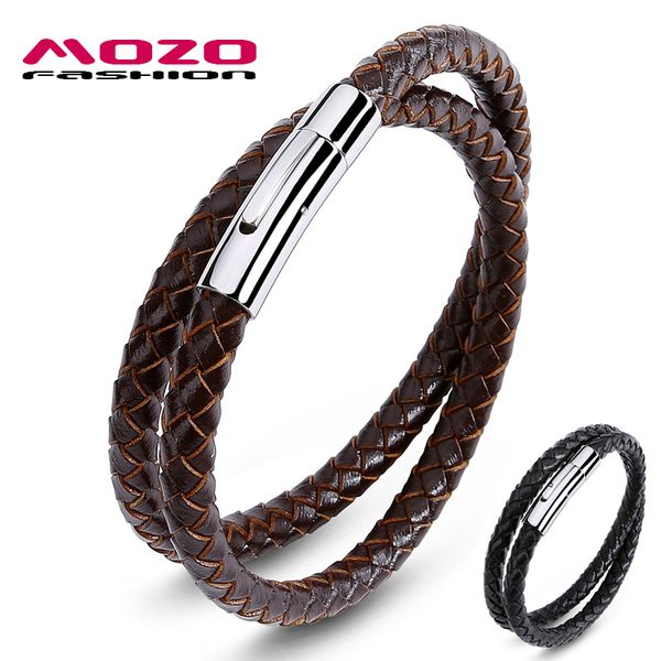 

fashion bangle brand jewelry men brown genuine leather rope chain stainless steel bracelet man vintage hand strap bracelets 603, Red;blue