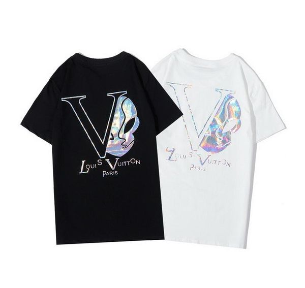 

2020 fashion t-shirts hip hop men women t shirts summer casual tee shirt round neck cotton short sleeve t-shirt, White;black