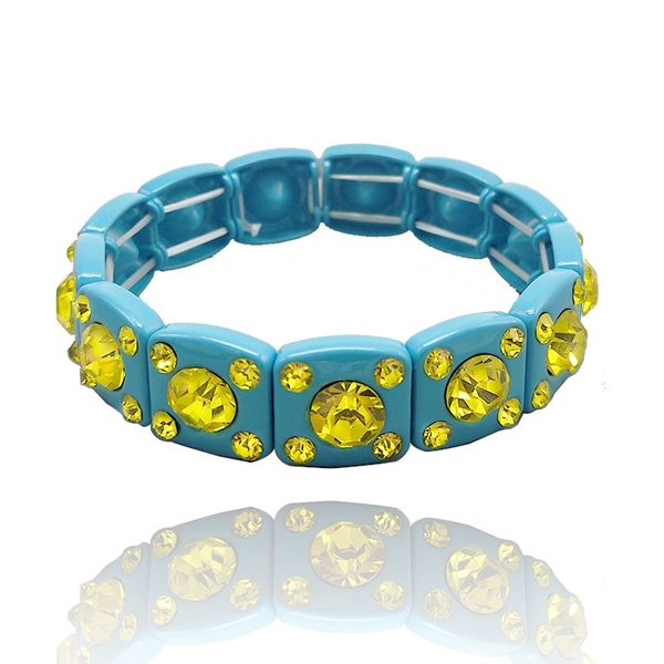 

multicolor big square crystal elastic tile bracelet colorful enamel stretch glass bangle stacking beads bracelet for women gifts, Golden;silver