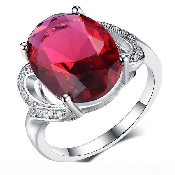 

925 sterling silver ring luxury women big created nano ruby emerald sapphire classic ring ladies gifts elegant vintage jewelry, Golden;silver