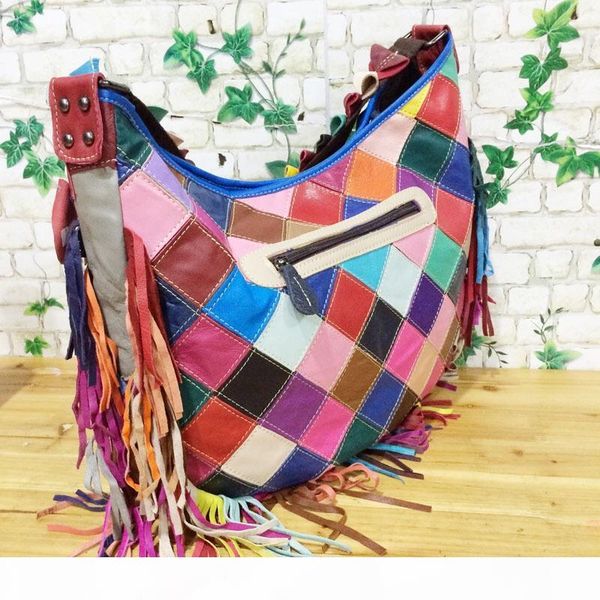 

new arrival women causal bags real leather ladies handbag large tassel shoulder bags femme tote satchel