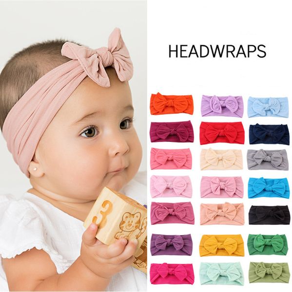 

baby candy colors headbands bow hairband infant hair bands kids girls nylon elastic knot headband toddler baby hair accessories headwraps, Silver