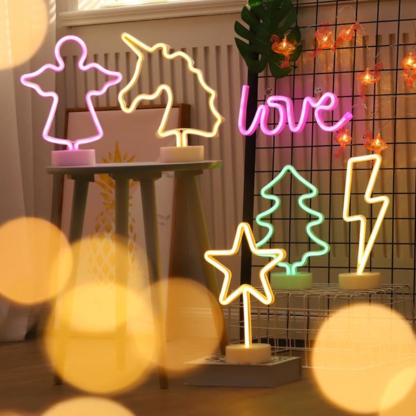 

led neon sign light holiday xmas party romantic wedding decoration kids room home decor flamingo moon unicorn heart