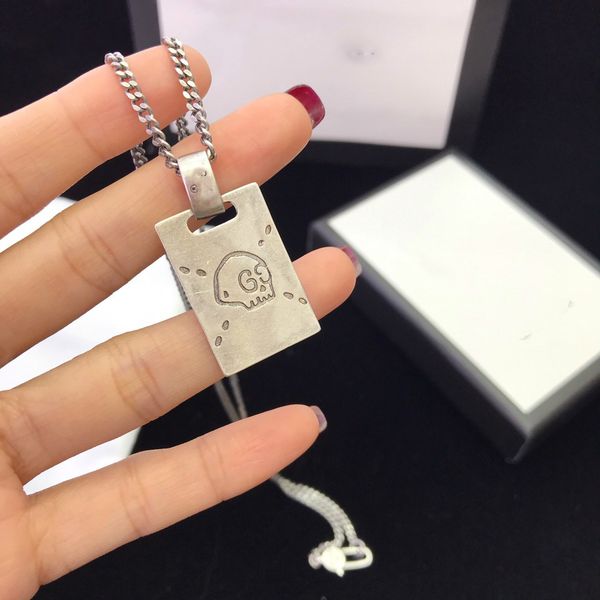 

2020 selling designer brands ghost choker necklaces gg jewelry square necklace men silver necklace pendant for women gift