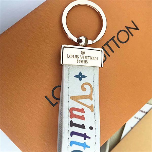 

2020 fashion keychain designer key chain real leather with stainless steel keychain keyring in golden with brown with box, Silver