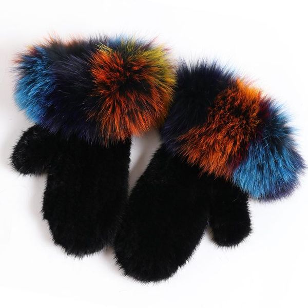 

winter warm soft women real gloves ladies knitted elastic mittens, Blue;gray