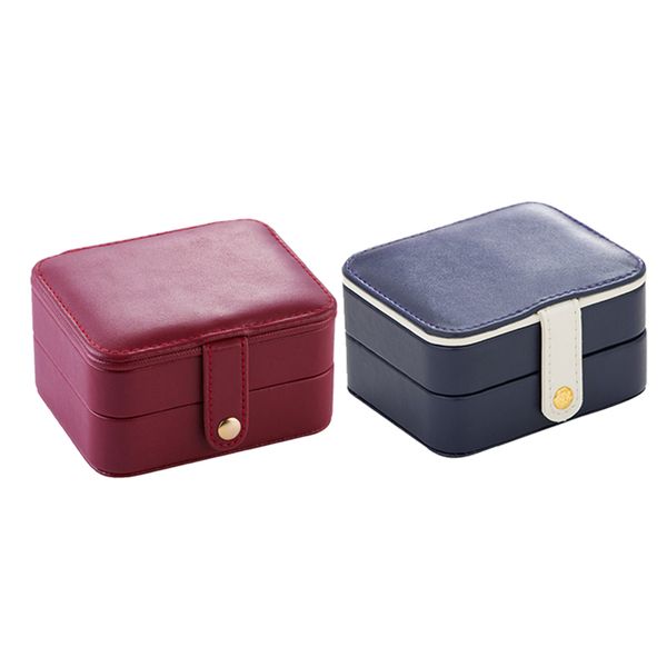 

портативный путешествия многослойный ящик для хранения pu ювелирных изделий серьги браслеты украшения jewelry box, Pink;blue