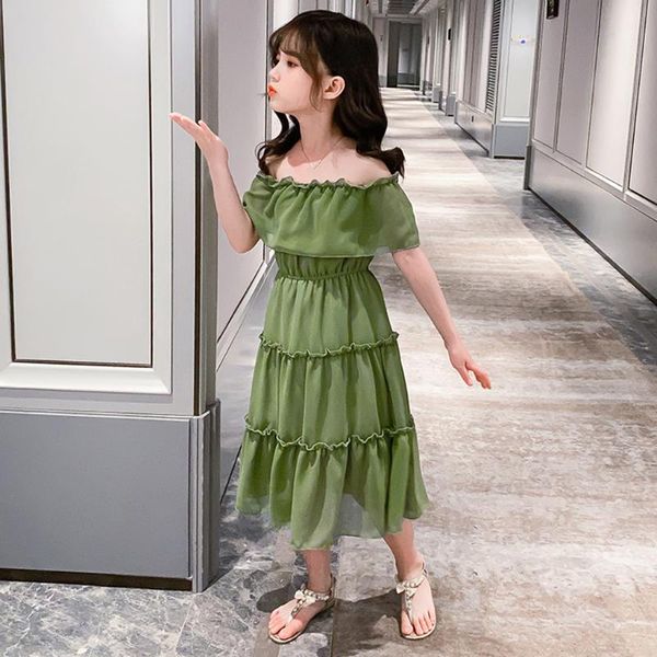 

baby girls solid dress girl elegant ruffle dress kids baby children girls off shoulder ruched solid princess dresses#g30, Red;yellow