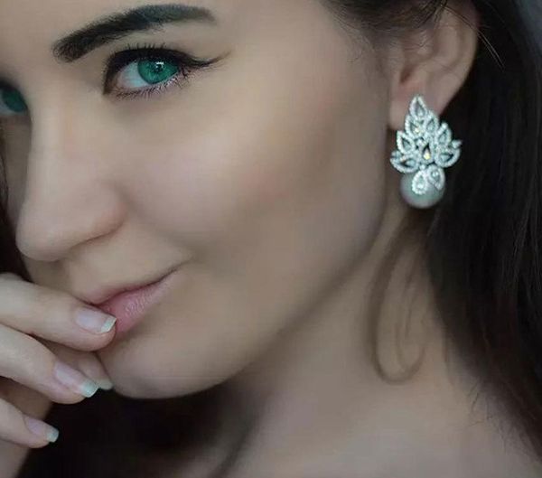 

godki imitation pearl leaf collection full micro cubic zirconia pave women bridal engagement earring jewelry addiction11, Golden;silver